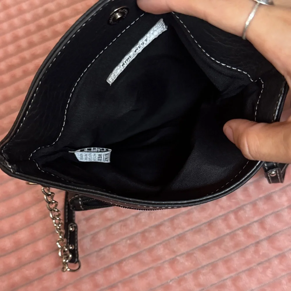 Nine West Convertible Crossbody Clutch | Black Faux Leather | OS